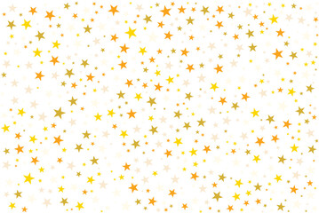 Abstract gold star pattern. Yellow, orange and golden star wallpaper. Golden star glitter. Texture of gold foil 