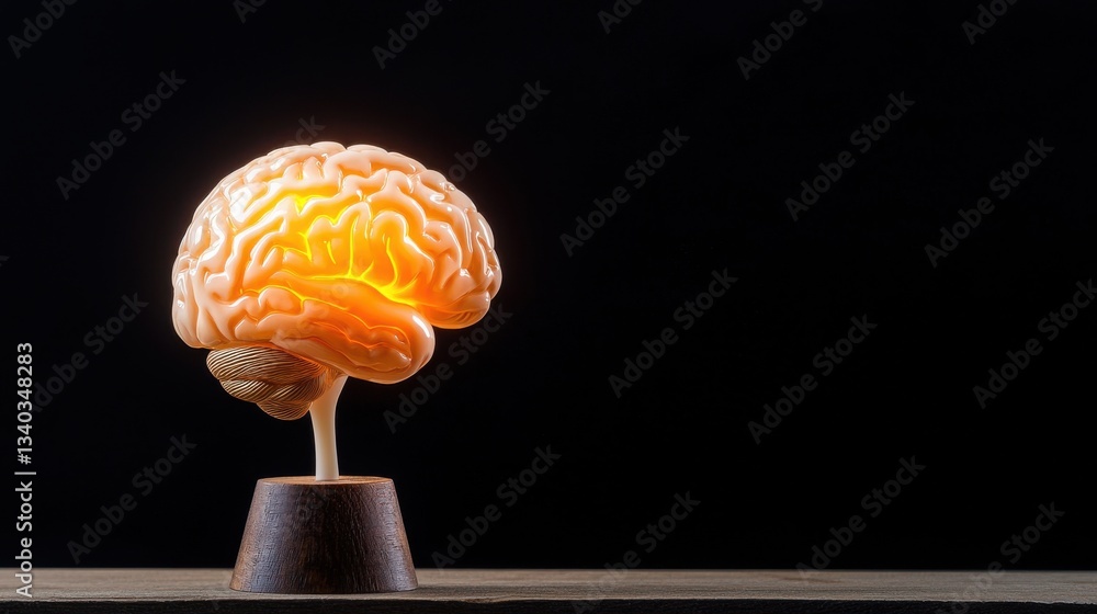 Poster a detailed anatomical model of the human brain illuminated from within symbolizing the power of inte