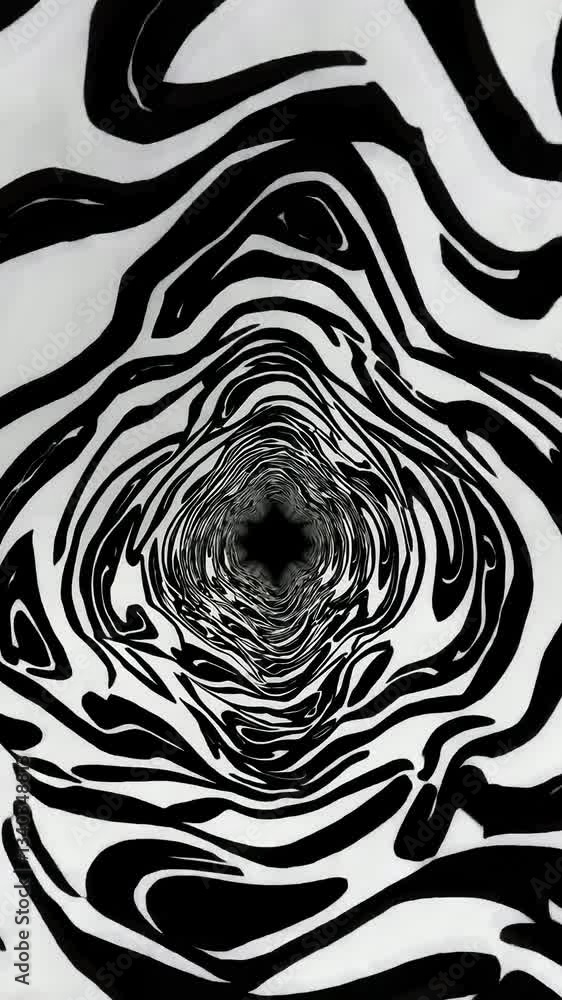 Poster hypnotic black and white swirl pattern creating dynamic optical illusion