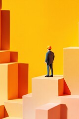 Ambition and Success: A Miniature Figure Contemplating a Path to the Top