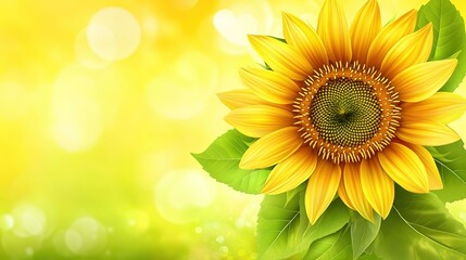Fototapeta premium Blooming Sunflower in Golden Light, Symbolizing Youth and Optimism 