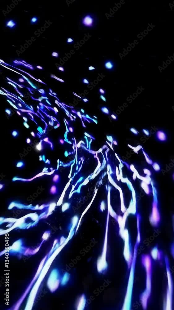 Poster vibrant neon trails: dynamic movement of multicolored glowing abstract light patterns