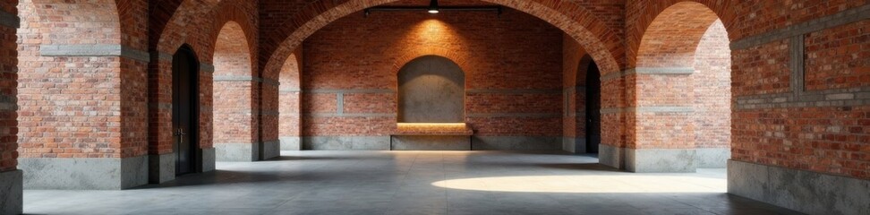 Naklejka premium Exposed brick and concrete structure with metallic accents , modern architecture, concrete decoration
