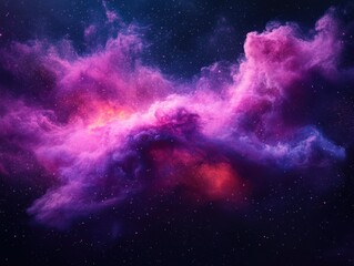 Fototapeta premium Ethereal cosmic cloudscape with vibrant pink and purple hues against a star studded dark background creating a dreamy and celestial atmosphere