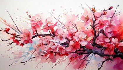Cherry blossom watercolor illustration　桜の花の水彩画のイラスト