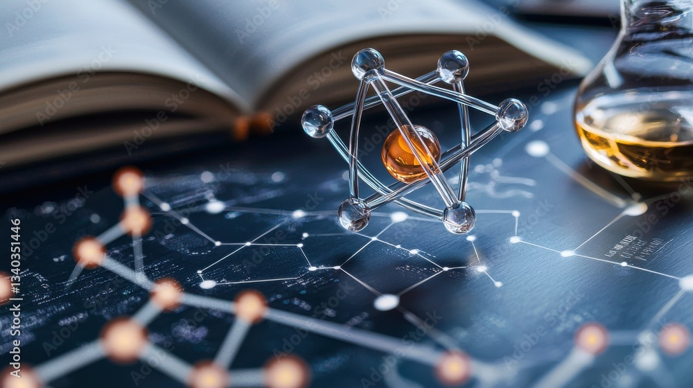Poster a visually captivating image depicting an intricate crystal clear molecular structure representing t