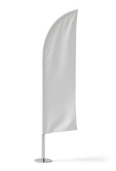 Blank White Feather Flag Banner Mockup:  Perfect for design presentations and branding visuals.  Isolated on white background for easy use.