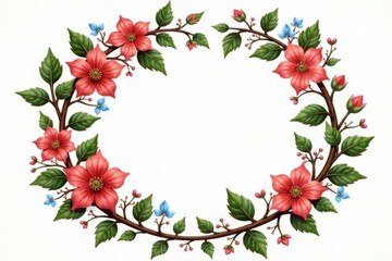 Fototapeta premium Floral wreath with intricate vines and leaves, vine, ornamental