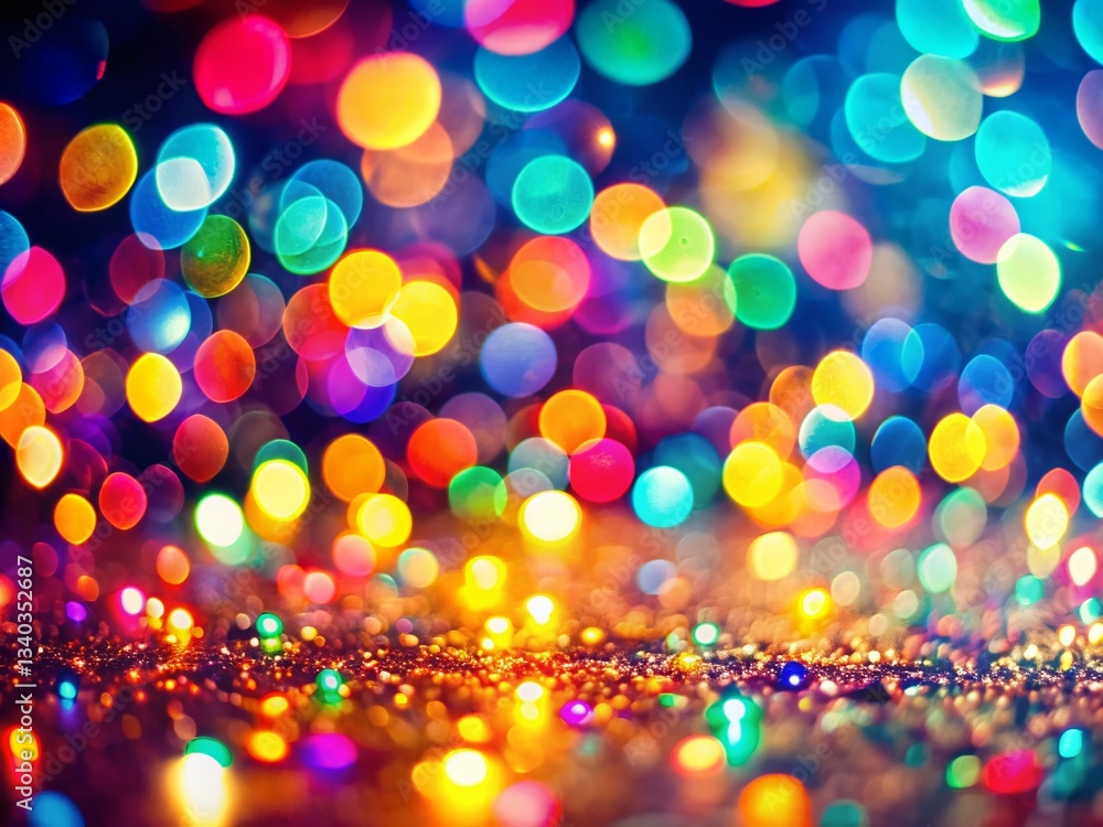 Poster magical bokeh lights background with motion blur and tilt-shift effect