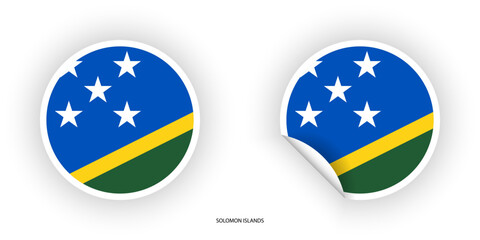 Solomon Islands sticker flag in circle shape and circle peeled shape on white background. Solomon Islands flag icon in circular form	
