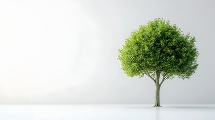Obraz premium Lush green tree against a clean white background stands alone
