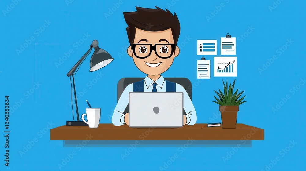 Aufkleber a businessman consultant working at his desk intently analyzing data and strategizing solutions on h