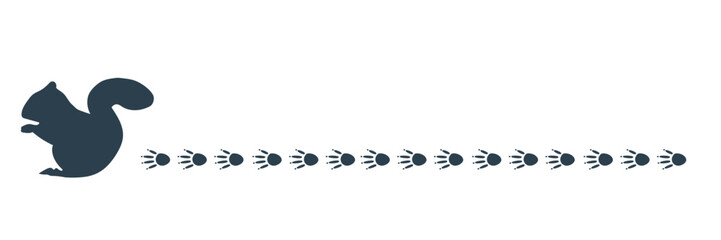 足跡をつけながら歩くリスのラインシルエット