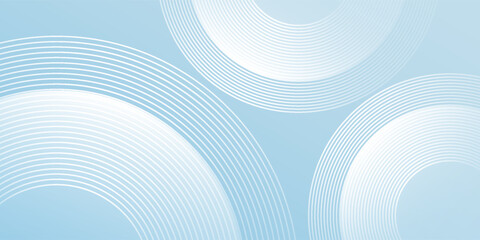 Naklejka premium Modern banner background pastel colorful blue and white gradations. Circle effect style geometric abstract modern