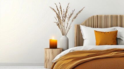 A peaceful and tranquil bedroom setting featuring calming lighting natural textures and serene decor elements creating a cozy and restorative oasis for relaxation and mindfulness