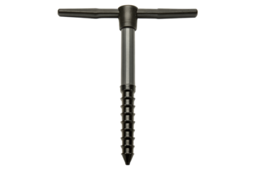 Metal ground anchor with T-handle for securing items isolated with transparent background