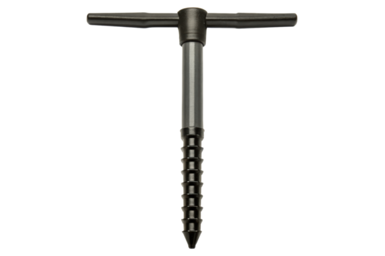 Metal ground anchor with T-handle for securing items isolated with transparent background