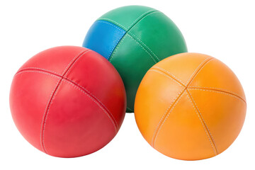 Colorful juggling balls for recreation and play isolated with transparent background