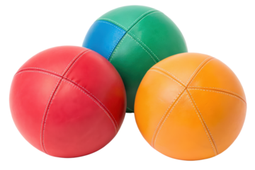 Colorful juggling balls for recreation and play isolated with transparent background