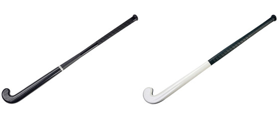 Two field hockey sticks for sports isolated with transparent background