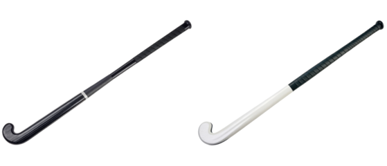 Two field hockey sticks for sports isolated with transparent background
