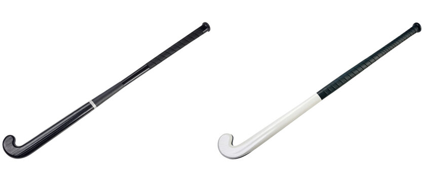 Two field hockey sticks for sports isolated with transparent background