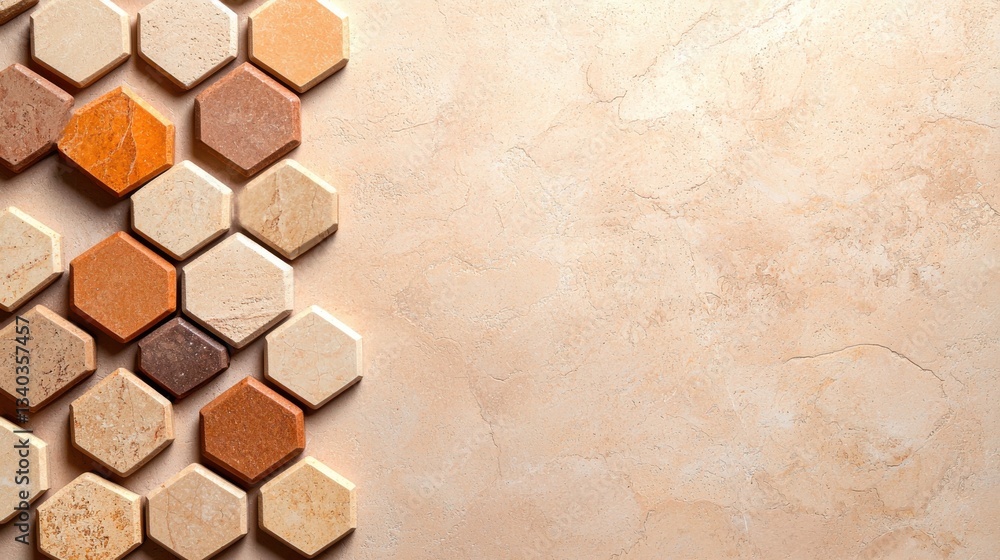Aufkleber intricate geometric hexagon pattern in shades of brown beige and orange creating a visually striking