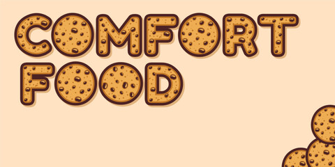 word made with delicious chip cookie illustration on delicious background, Vector illustration design