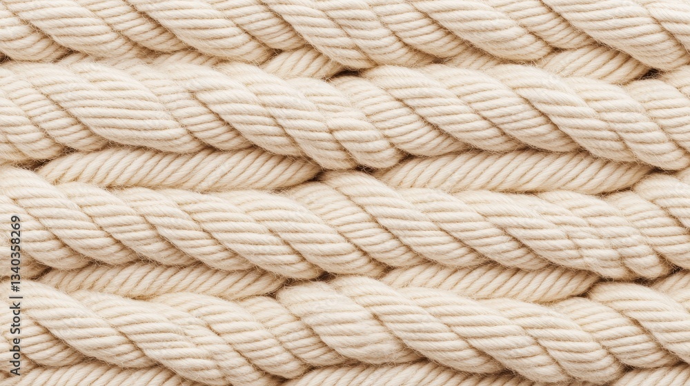 Poster a close-up image of intertwined light-colored ropes, showcasing texture and pattern in a natural, wo