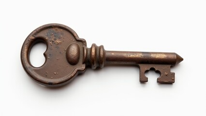 Vintage Metal Key Isolated On White
