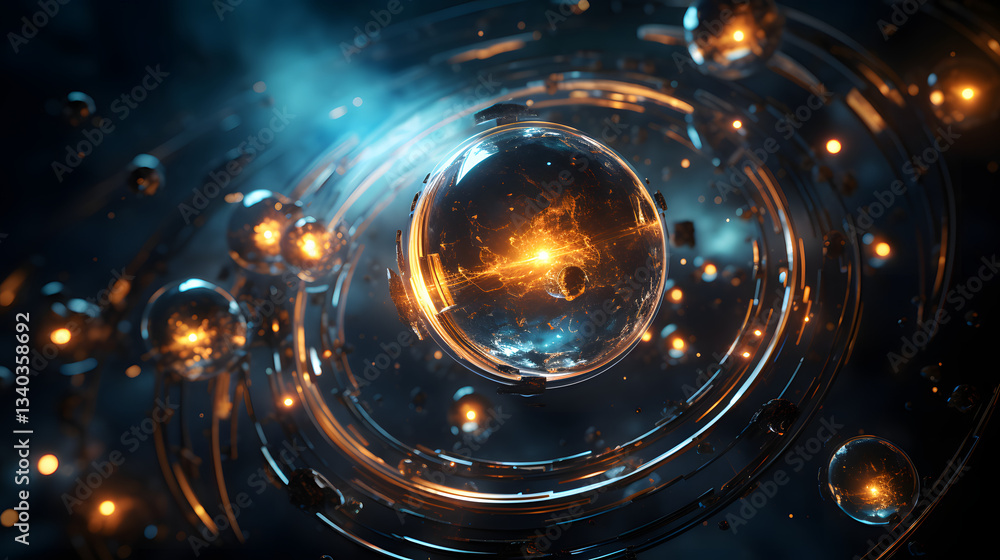 Aufkleber a mesmerizing sphere encasing a light source demonstrating stellar evolution principles in a bright 