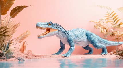 Naklejka premium Space Pastel Blue Perspective Yellow Vibe Swamp Empty