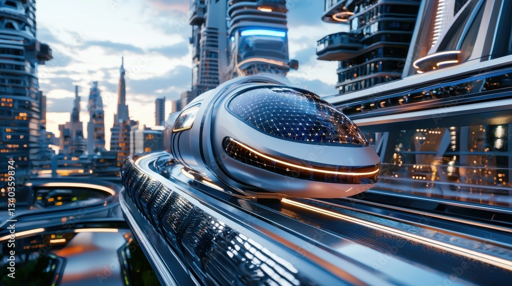 Aufkleber an imaginative depiction of a dynamic technologically advanced metropolis with sleek skyscrapers hig