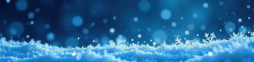 Icy blue winter scene with delicate snowflake silhouettes against a dark sky, winter, blue