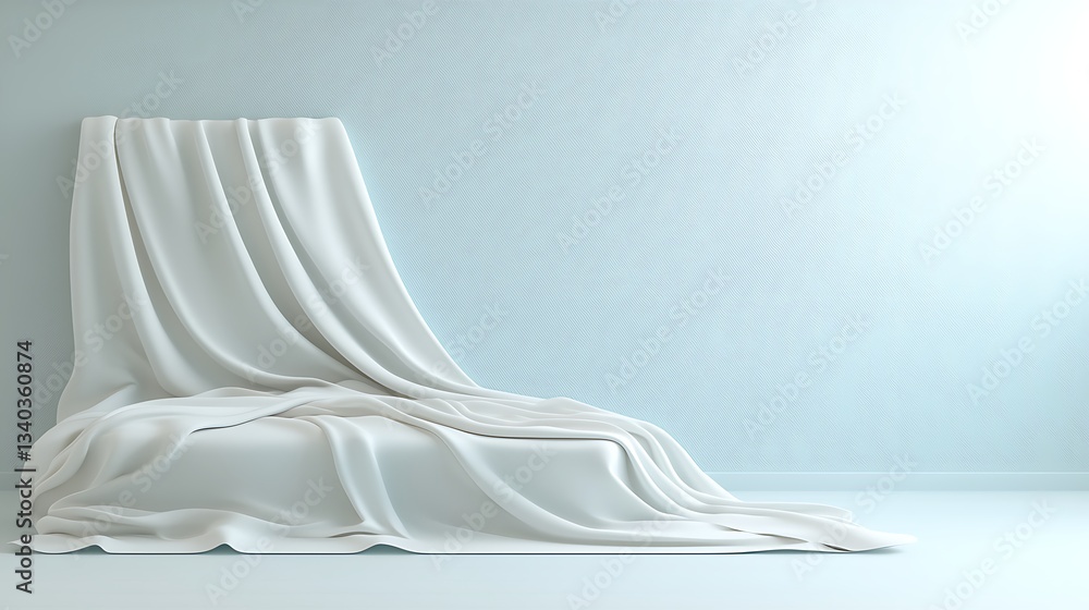 Poster calm minimalist view of white draped fabric texture in a modern abstract setting