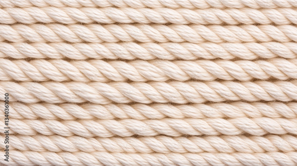 Poster a close-up of twisted, light-colored rope arranged in parallel lines, showcasing its texture and str