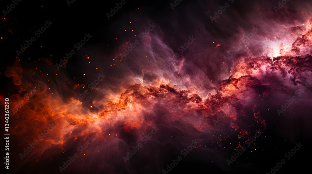 Poster captivating nebula against a deep black background representing the mysteries of stellar evolution a