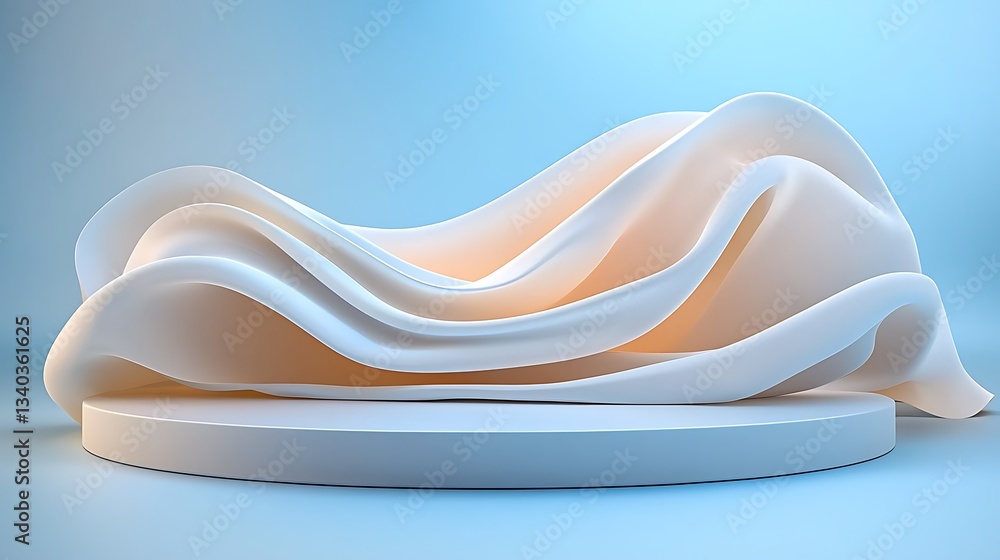 Poster minimalist artistic sculpture abstract textures and waves in a soft studio environment