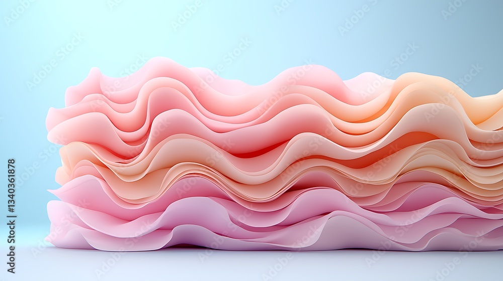 Poster close-up of abstract waves and textures in a soft pastel art studio environment