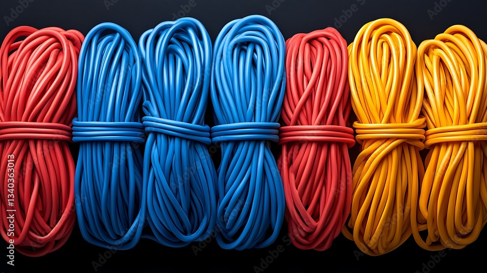 Poster abstract texture of colorful rubber bands studio background close-up view artistic concept