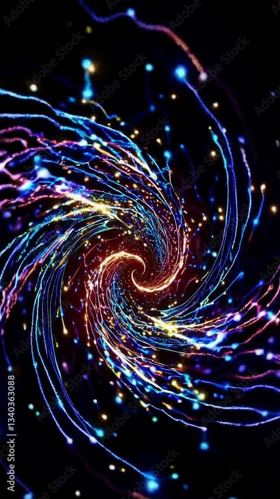 Poster colorful spiral light trails in motion creating mesmerizing vortex pattern