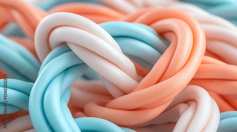 Poster abstract texture of twisted ropes close-up view vibrant background artistic concept