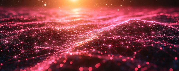 Obraz premium Abstract 3D Red Glowing Network Background