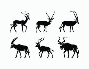 Fototapeta premium Minimal Antelope Silhouette Vector Template