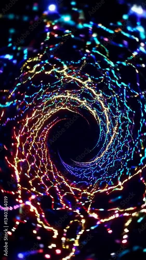 Poster dynamic vortex of colorful light trails creating mesmerizing spirals in motion