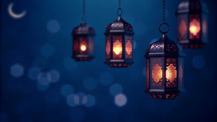 Traditional Lanterns with a Moonlit Night