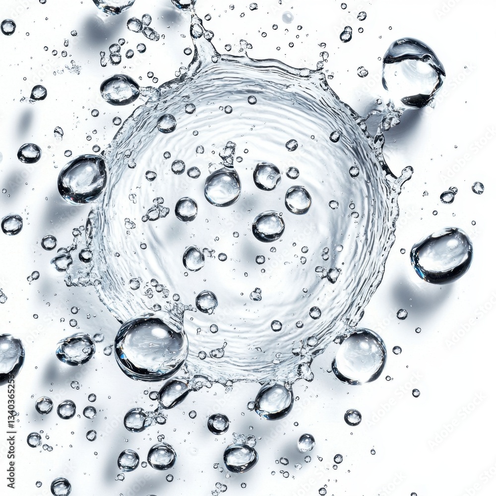 Aufkleber dynamic splash of water droplets in mid air against a clean white background creating a refreshing a