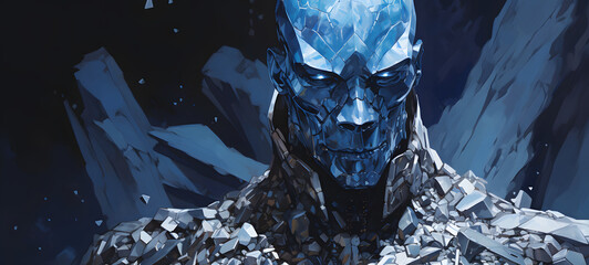 Fototapeta premium A fierce undead with an armoured shield Diamond, ai generative