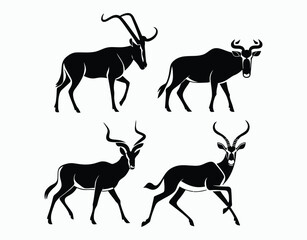 Wildlife Antelope Silhouette Vector Template