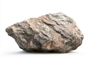 Large Gray and Brown Rock on White Background